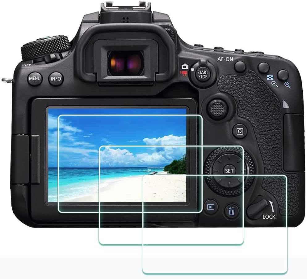 90D 80D Screen Protector for Canon EOS 90D 80D/77D/70D Camera,9H Hardness Ultra-Clear Tempered Glass Screen Protector, Anti-scrach Anti-Fingerprint Anti-Dust [3 Pack]