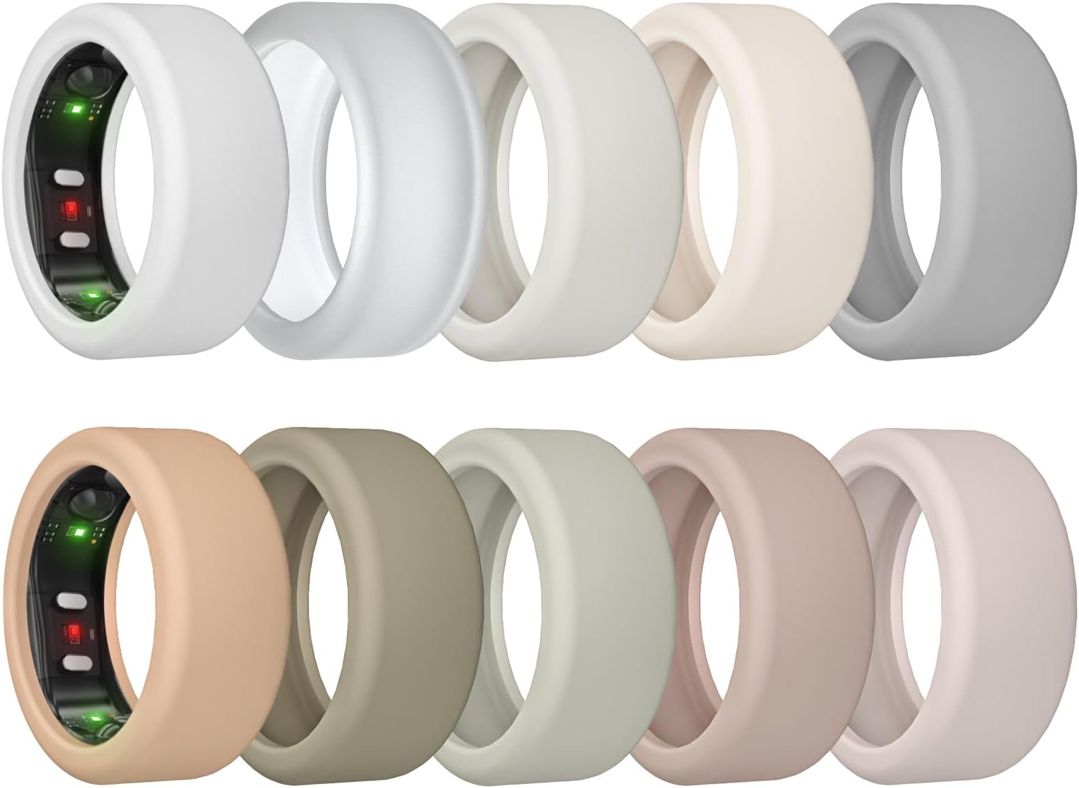 - 10 Pack Ring Cover for RingConn Gen 2, Elastic Silicone Ring Protector for RingConn Gen 2 Air Working Out Accessories Men Women (All 10 Colors-7, L (12/13/14))