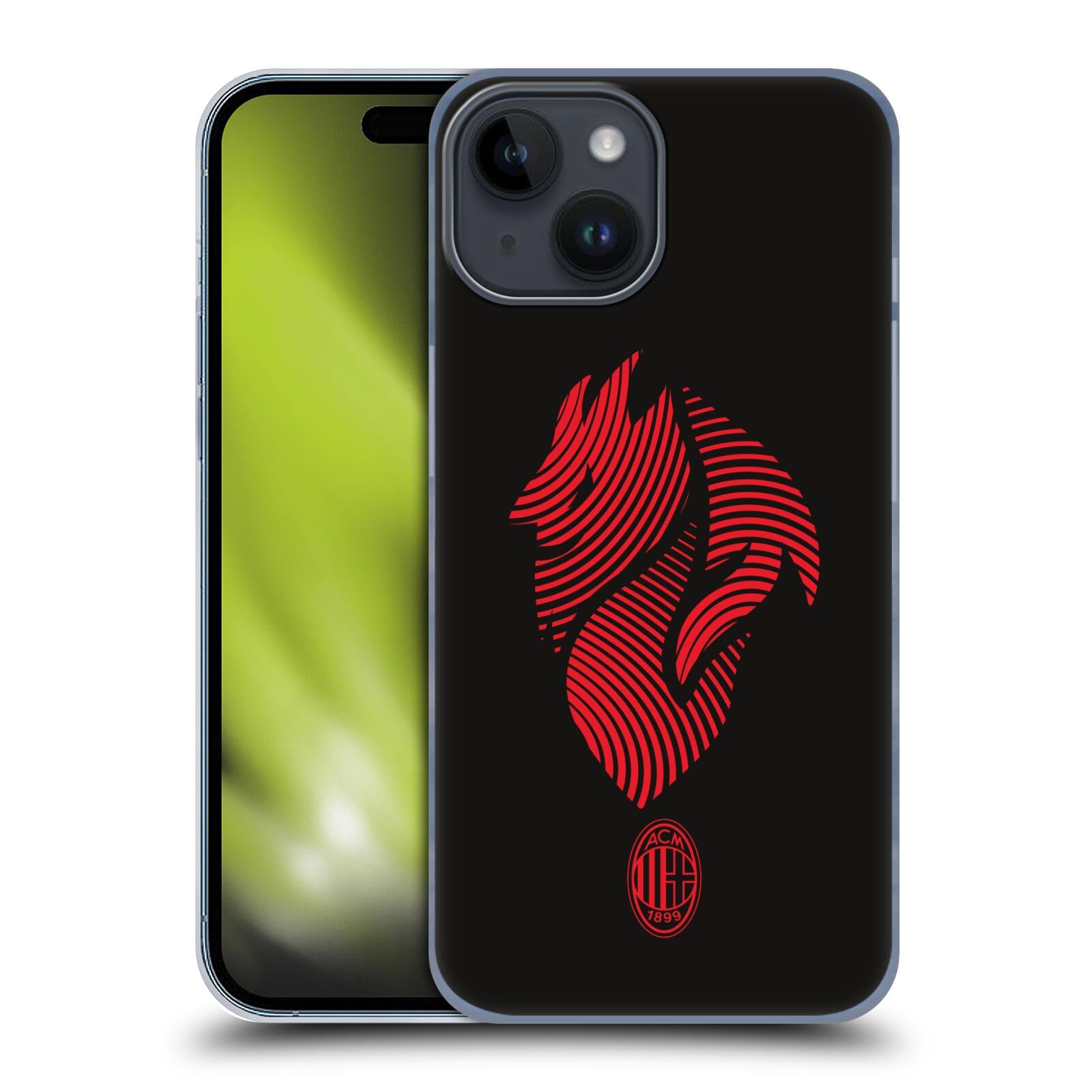 Head Case Designs Licenza Ufficiale AC Milan Logo Grafica Custodia Cover Dura per Parte Posteriore Compatibile con Apple iPhone 15