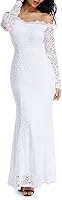 Lalagen Women's Floral Lace Long Sleeve Off-Shoulder Mermaid Wedding Dress - Sexy Curves & Elegant Fit