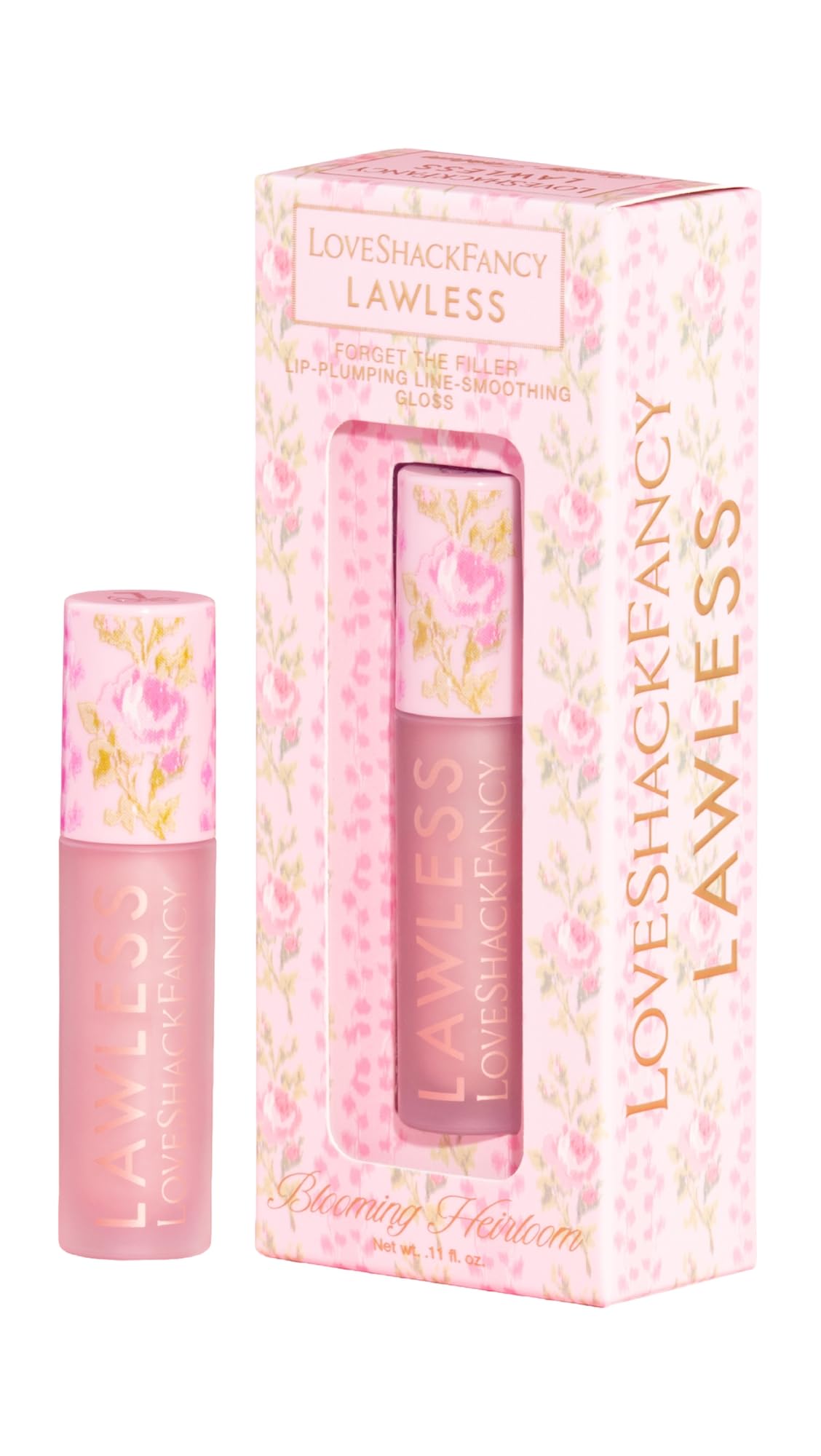 Lawless Womens x LoveShackFancy Forget The Filler Lip Plumping Gloss Blooming Heirloom Pink 0 11 Ounce