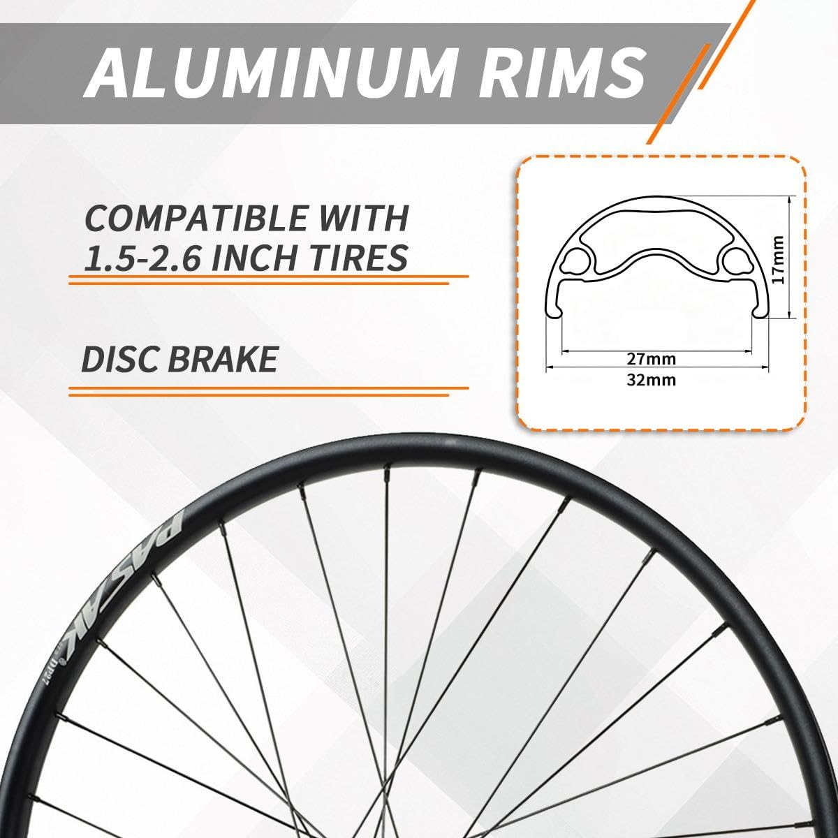 26" 27.5" 29" Mountainbike-Laufradsatz 15×100mm/12×142mm Steckachse 28H