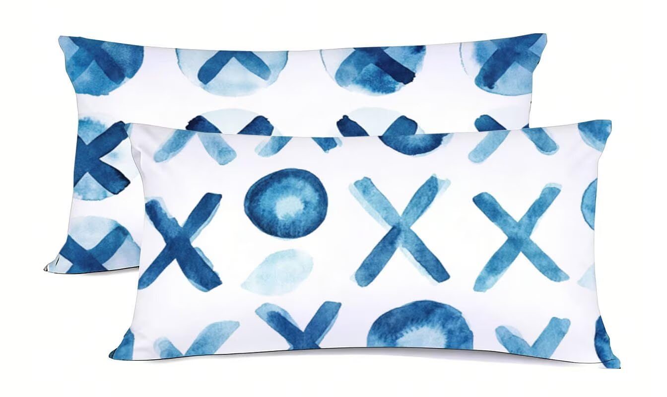 Taie d'oreiller bleu de décoration maison pour salon et chambre