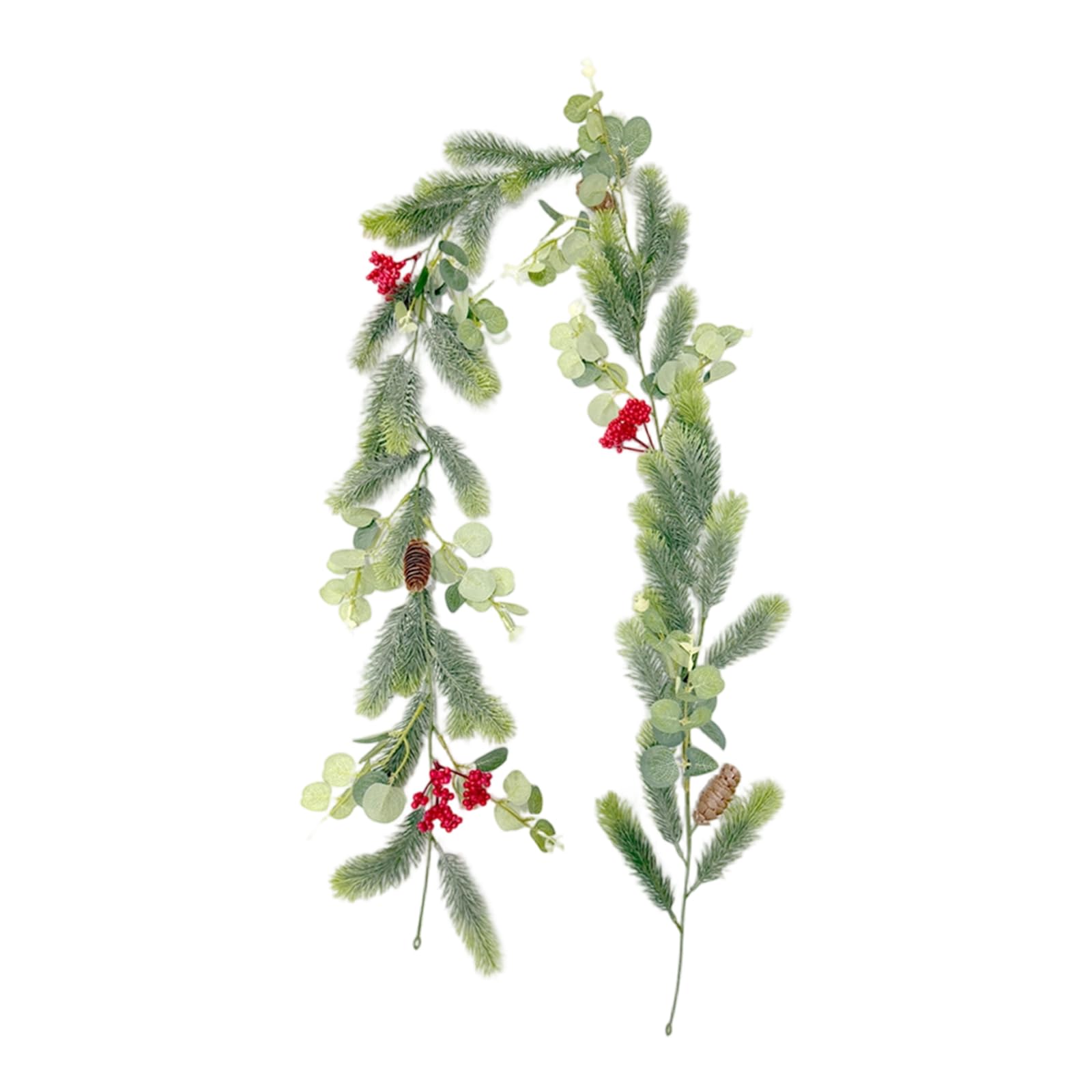 Hsioluted Realistic Textured Christmas Greeneries Vine Pine Needle Cones for Window Doorway Staircase Seasonal Decoration Christmas Party Supplies