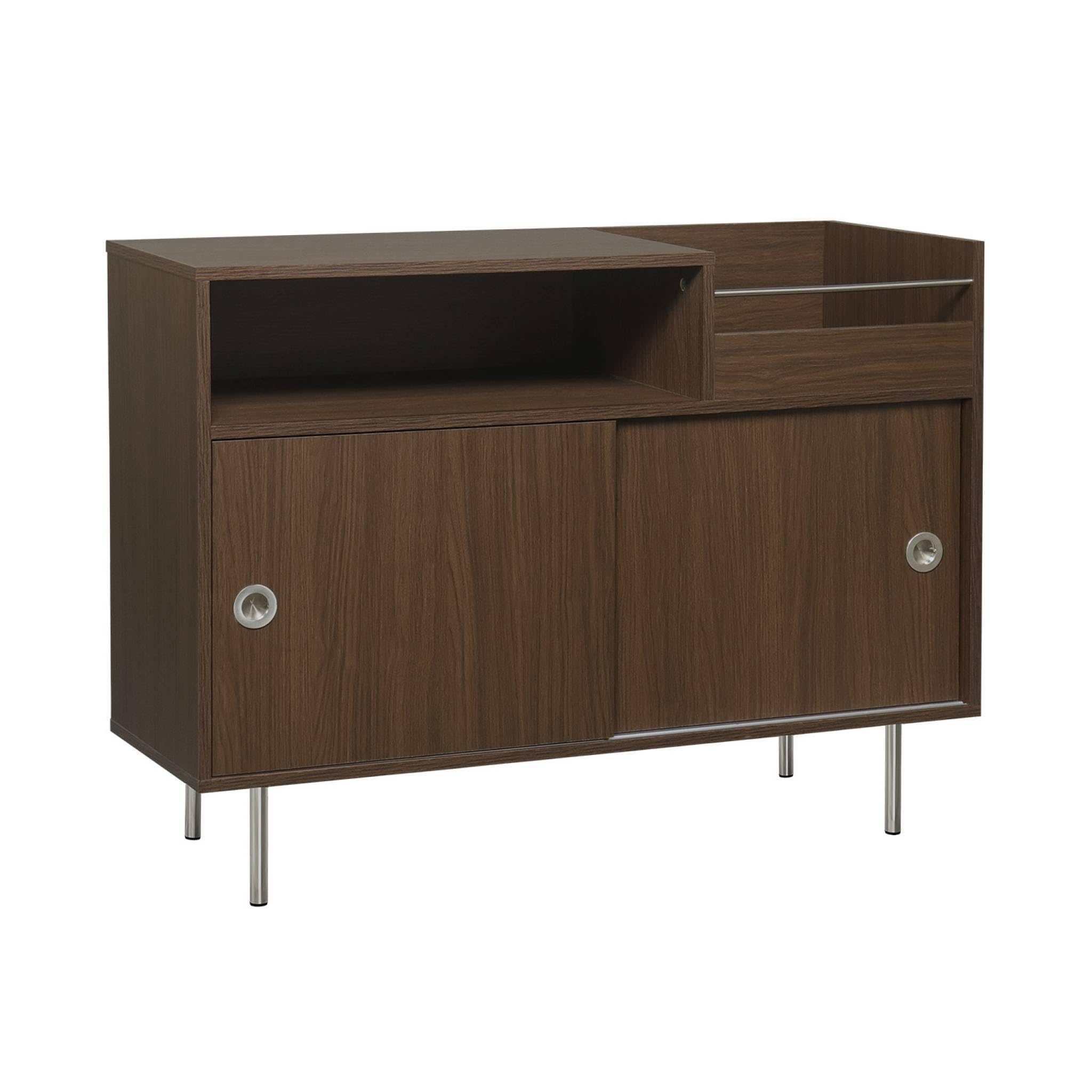 Alice's Garden sweeek - Vintage Schallplattenschrank mit Holzdekor und Edelstahl 100cm - Shelby