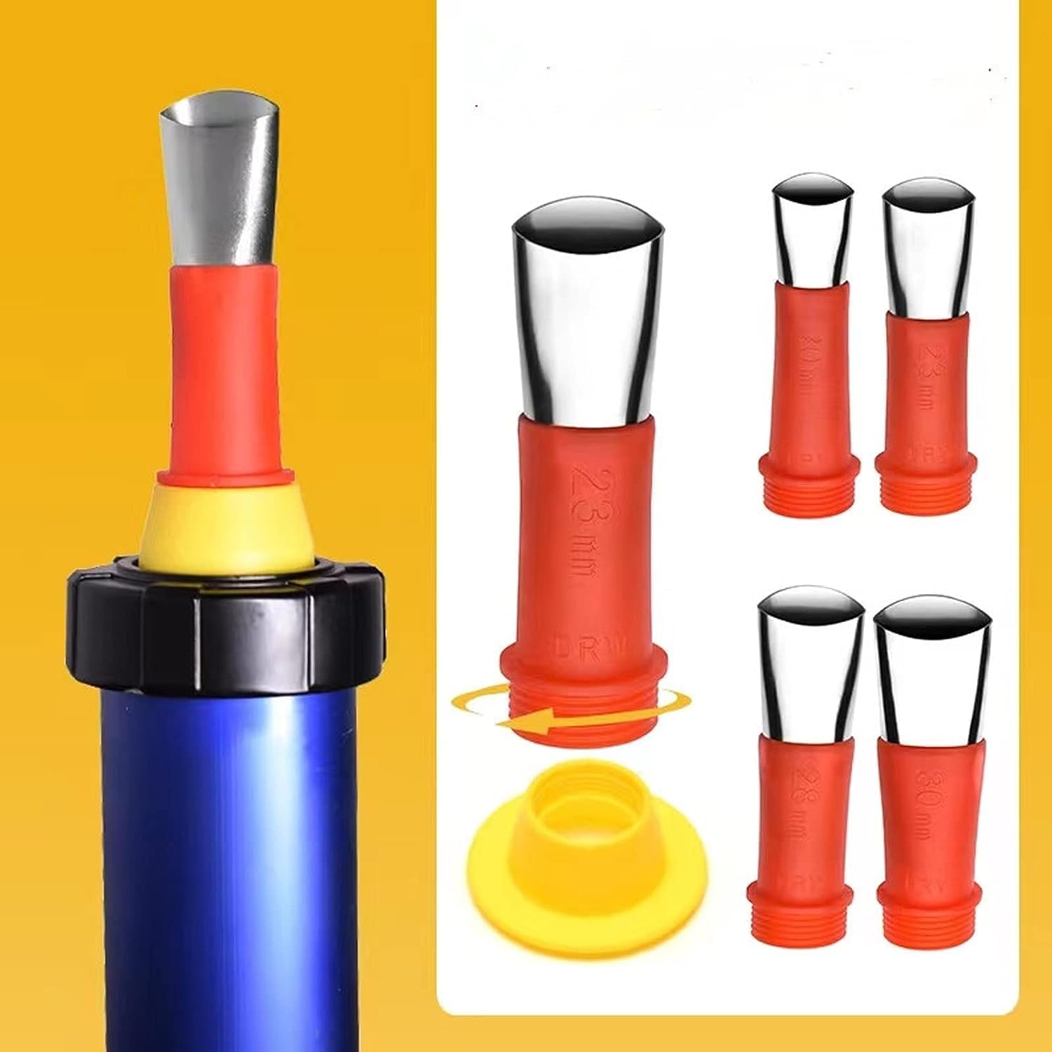ANZHUO Professional Caulking Gun Nozzle Set, Red and Yellow, Plastic and Metal - Image 3