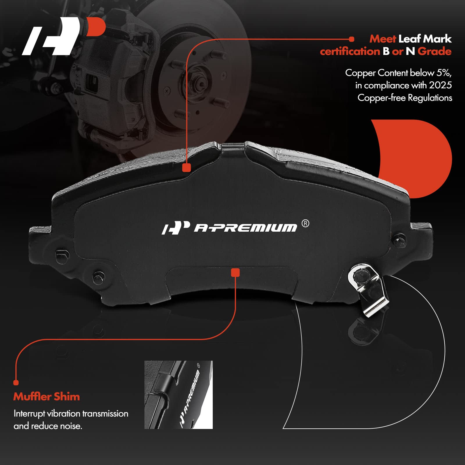 A-Premium Front Brake Caliper & Pad Kit (6-PC) For Jeep Wrangler, Liberty, Dodge Caravan, Chrysler T&C 2007-2012