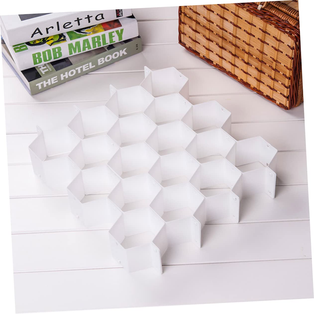 Alipis Divisore per Cassetto a Nido D'ape in Plastica, 4 Set | Bianco, per Calze e Leggings, Uso Domestico Sotto Letto, Struttura Componibile