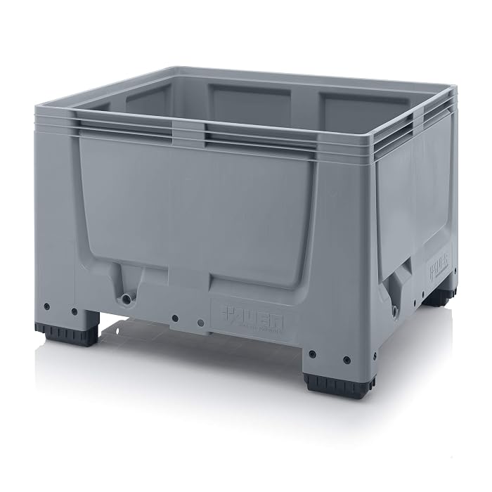 670 Litre Heavy Duty Pallet Box – Solid Sided Storage Container 1200x1000x790mm, 3 Skid Base