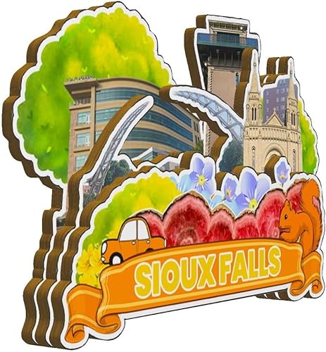 Miniatura 2 de Imán de madera para nevera Sioux Falls South Dakota USA 3D, monumentos coleccionables de viaje, decoración hecha a mano -3063