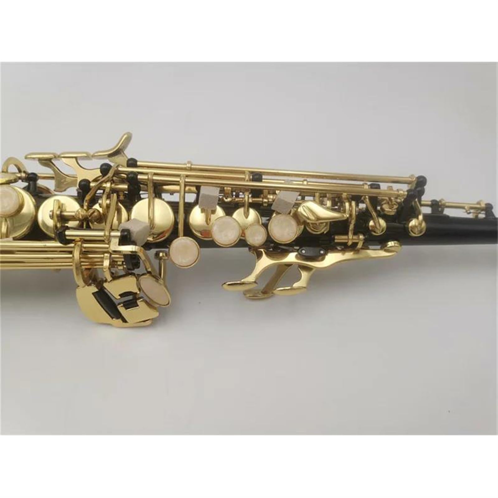 Saksofon Sopranowy BB Flat Straight Gold Laquered Body Profesjonalny Instrument Muzyczny Z Akcesoriami Do Futerału profesjonalny Saksofon (Color : Leather bag)
