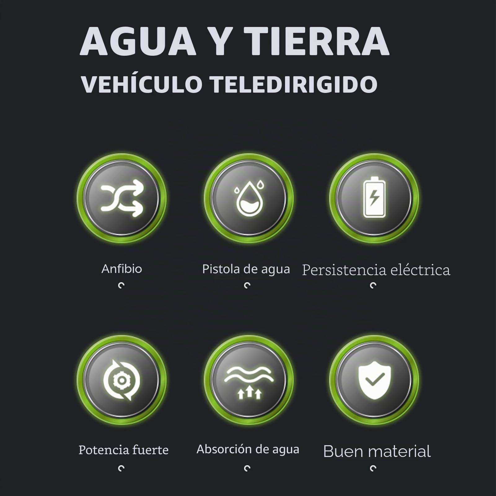 Coche anfibio RC, vehículo teledirigido por agua y terrestre con función de pulverización de agua, camión de juguete todoterreno con reconocimiento de gestos, AUT teledirigido para niños y