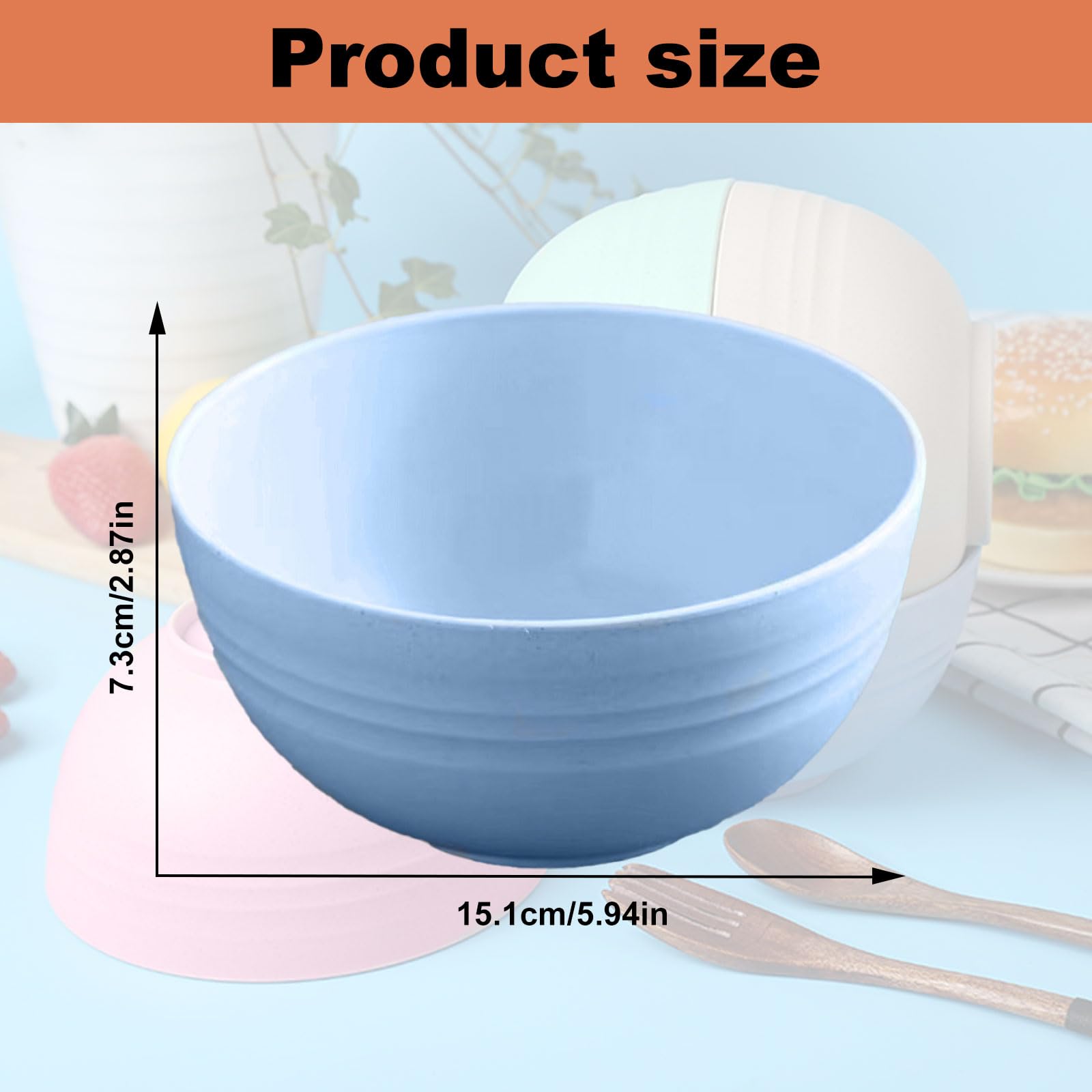 Set 8 Ciotole In Plastica Infrangibili - Leggere, Riutilizzabili, Per Cereali, Zuppe, Insalate, 17.3 Once - Foto 6