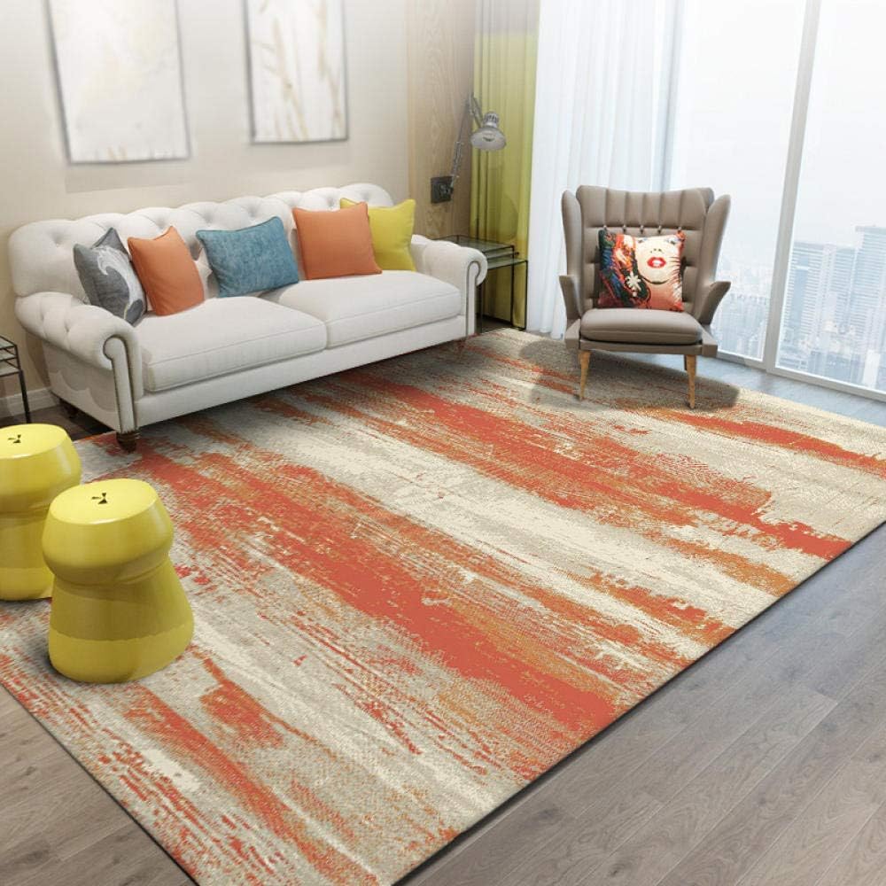 Tappeto Salotto Moderno 200 x 250 cm Tappeti Grandi Morbido Pelo Corto Antiscivolo Tappeto Soggiorno Camera da Letto Dimensioni Beige arancione inchiostro moderno