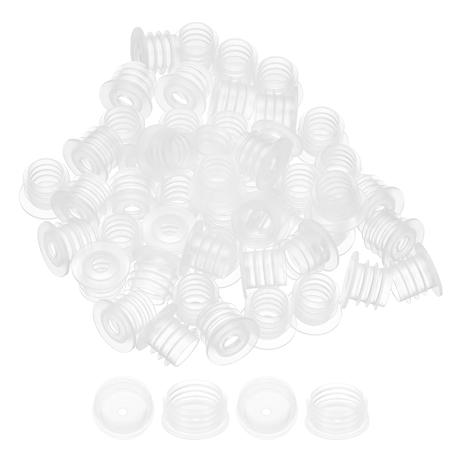 PATIKIL Bottle Adapter 11.5mm, 50 Pcs Press in Bottle Adapter Plugs with 4.4mm Hole for Oral Dispensers Liquid Oil Plastic Glass Bottles Stopper, Clear
