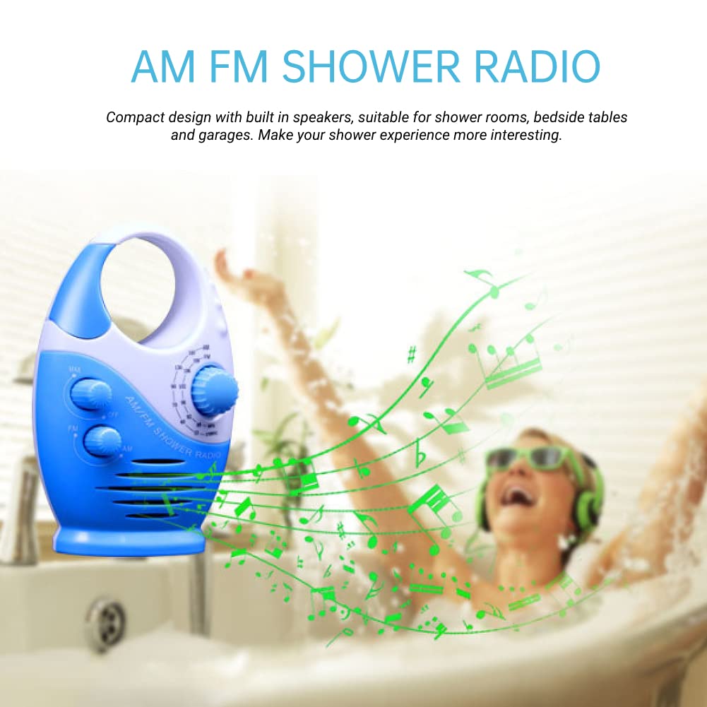 Yunseity Radio impermeabile AM FM portatile con gancio e batteria per doccia bagno