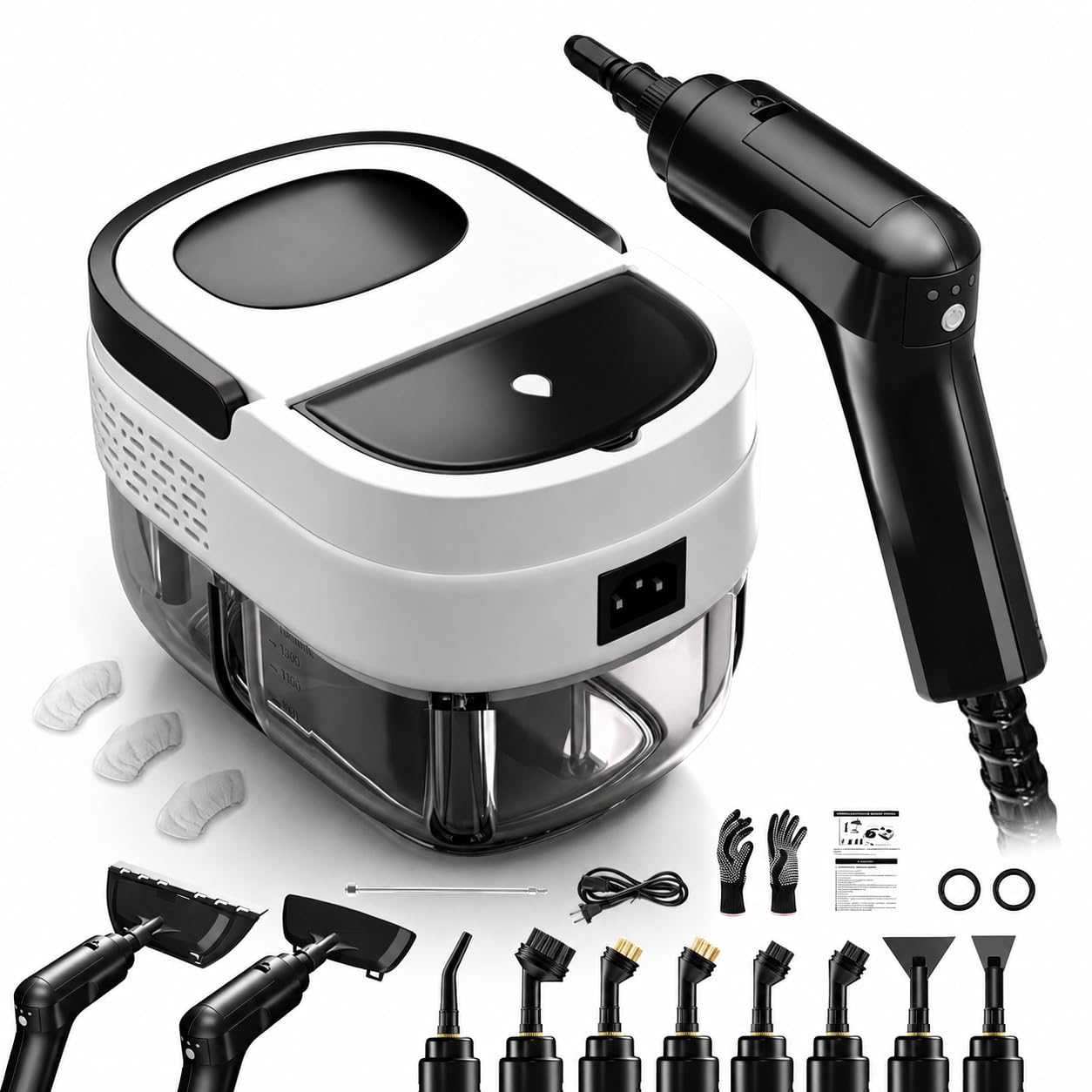 Nettoyeur Vapeur Portatif, Steam Cleaner pour La Maison, Multi-usage Steamer, Poignée Réglable 3 Niveaux, 1600ml Réservoir d'eau, Nettoyeur Vapeur à Main pour Fenêtres, Cuisine, Voiture, Salle de Bain