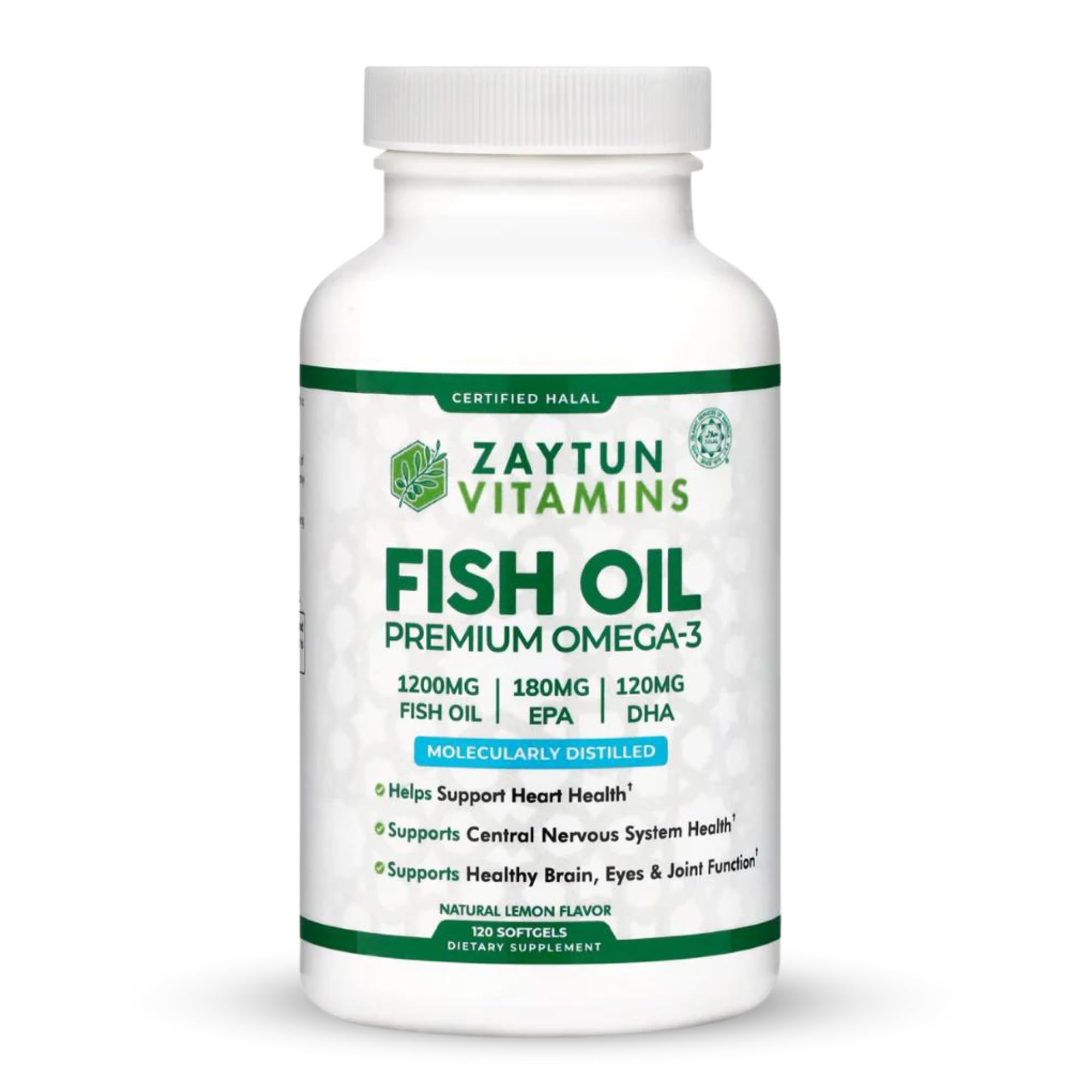 Fish Oil 1200mg Omega-3 300mg with Premium EPA/DHA, One-Per-Day, Supports Brain, Heart and Cardiovascular Health, Keto Friendly, Gluten-Free, 120 Softgels, Made in USA, Halal Vitamins