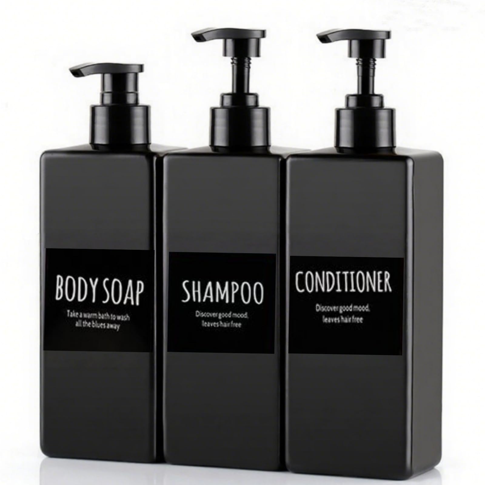 Shampoo and Conditioner Dispenser Set, 3Pack Refillable Shampoo and Conditioner Bottles with Labels, 500ml Soap Dispenser 16.9oz Shower Dispenser