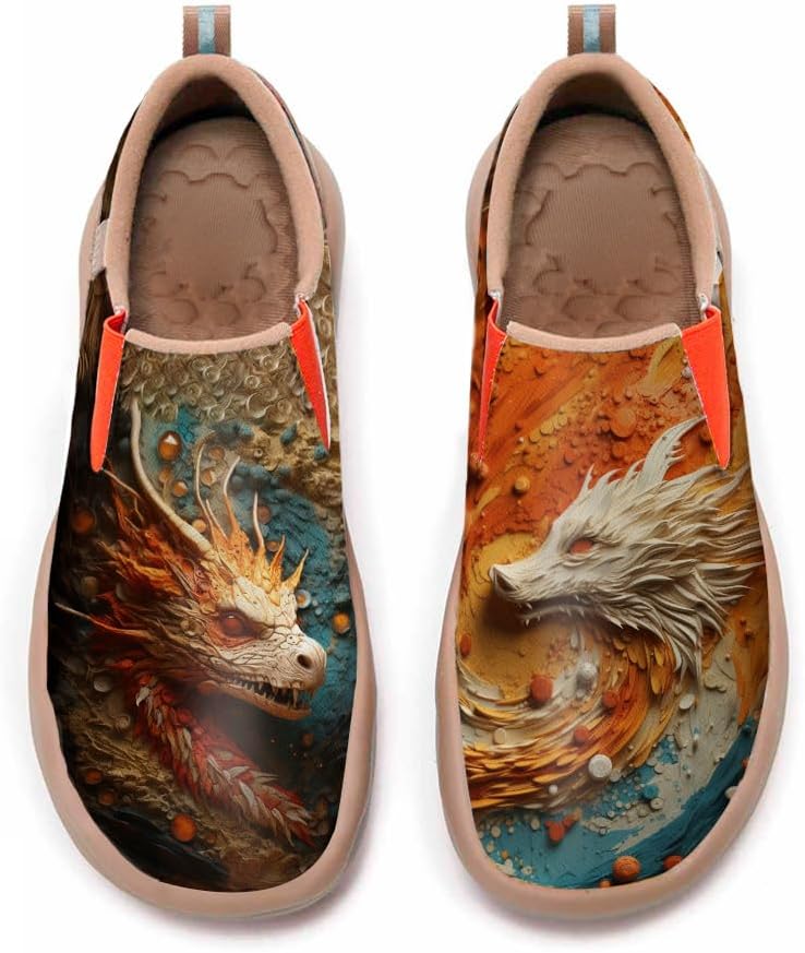 Kid's Casual Walking Sneakers Art Painted Slip On Loafers Lightweight Comfort Travel Shoes Animal Pattern