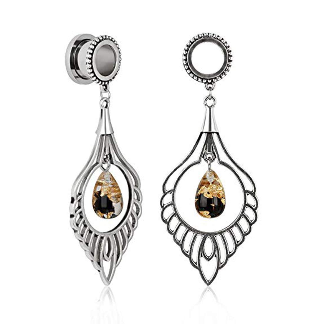 Huacan Flesh Tunnel Set 10mm Anhänger Ohr Piercing Plugs Wei