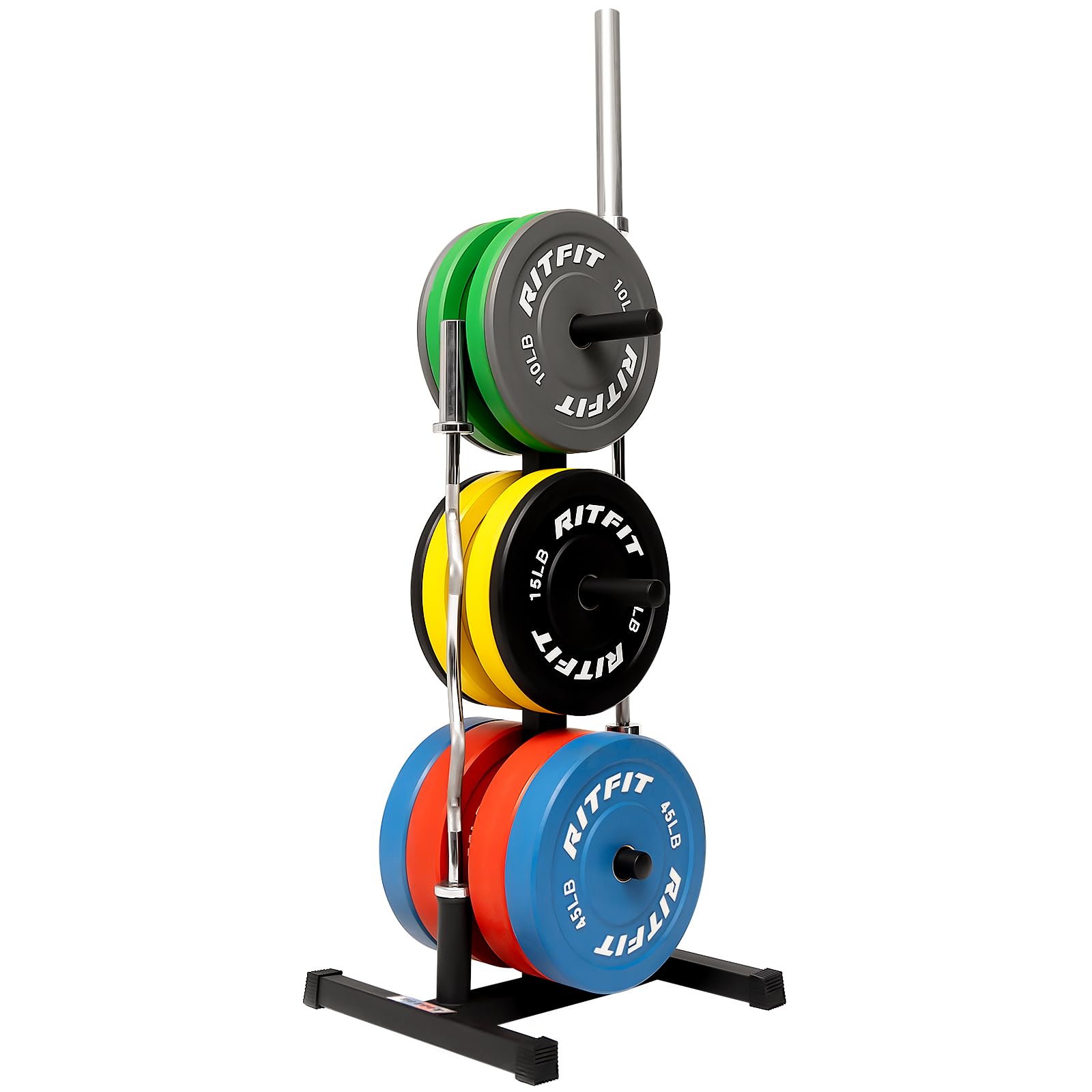 RitFit Vertical Weight Plates Rack, Weight Storage Rack with Barbell Bumper Weight Plates Holder for 2-Inch Weight Plates, Capable of Holding Up to 990 LBS