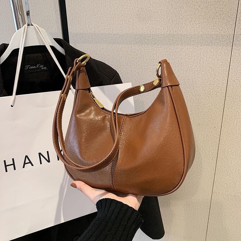 Women's Summer 2024 Designer Simple Solid Color Zipper Shoulder Purse Bag, Elegant Crescent Underarm Purse Bag.2