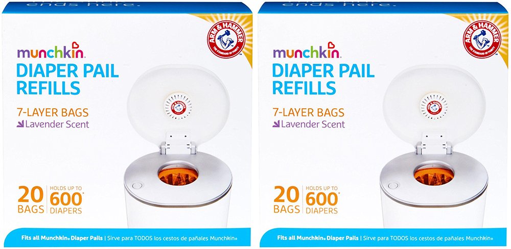 Munchkin Arm & Hammer Diaper Pail Refill Bags, 2 x 20 Bags