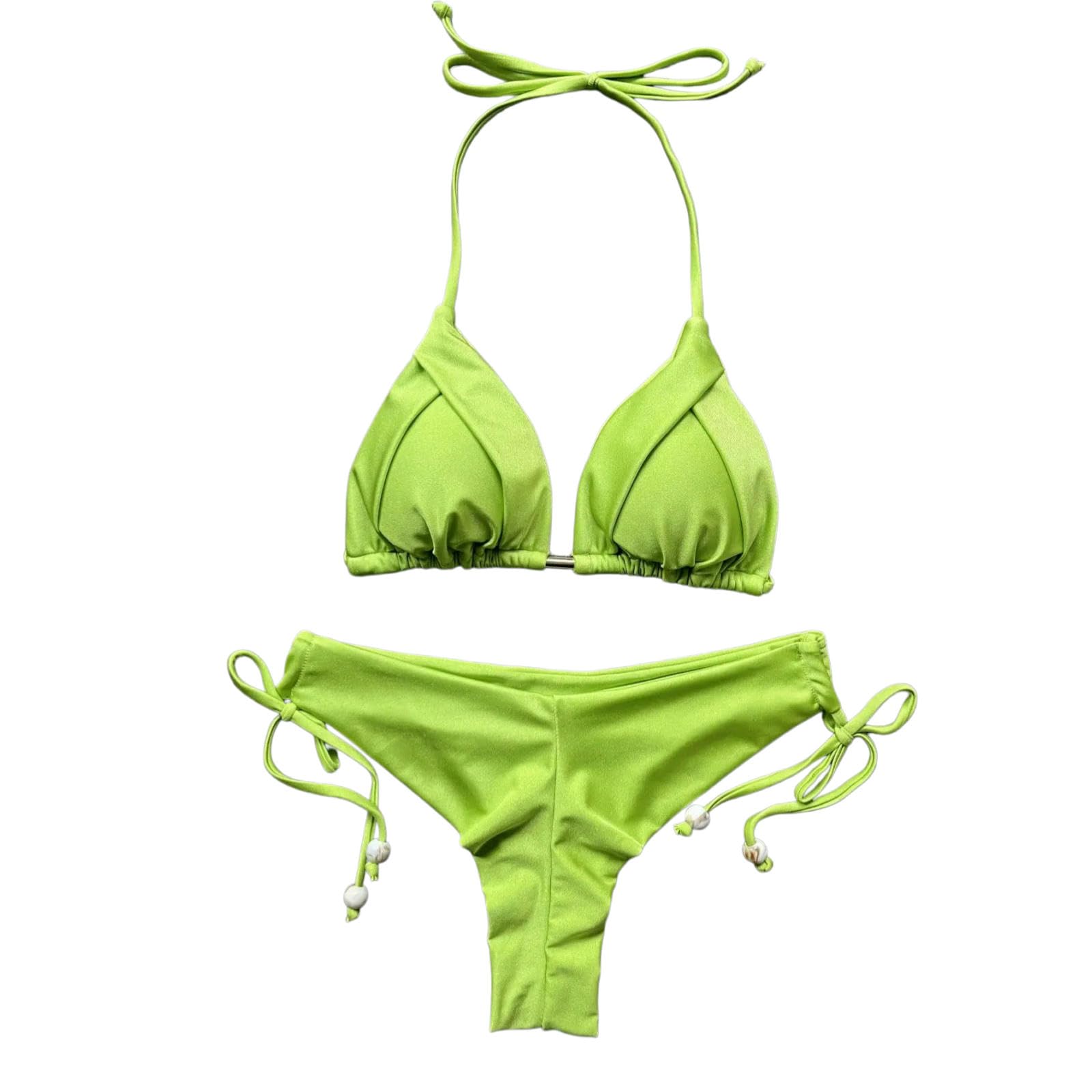 Bikini perlé en Nylon Terre Cuite | Terracotta S/M/L Vacances à la plage et à la piscine : Bikini(Cs01,S)