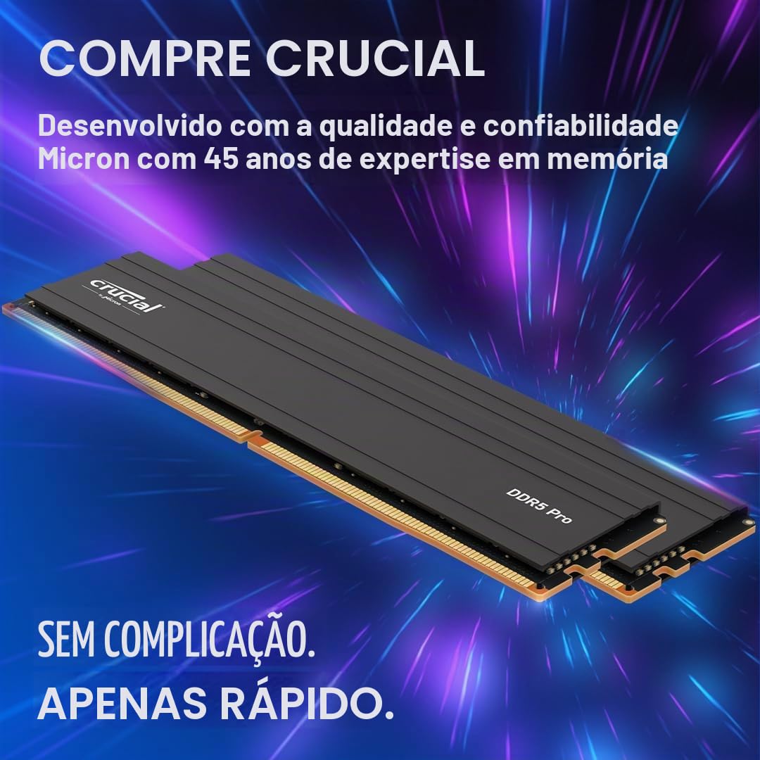 Crucial Kit Pro RAM DDR5 de 32 GB (2 x 16 GB), 5600 MHz (ou 5200