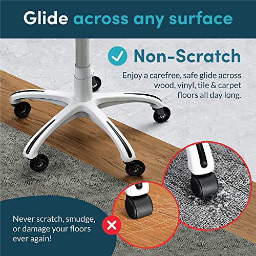 Image of Lifelong Office Chair Wheels Replacement, Heavy Duty, 10-Pack Universal Fit | Original Rubber Caster, Desk Wheels, Smooth & Quiet, Safe for Hardwood Floors & Carpet, Replace Office Chair Mats