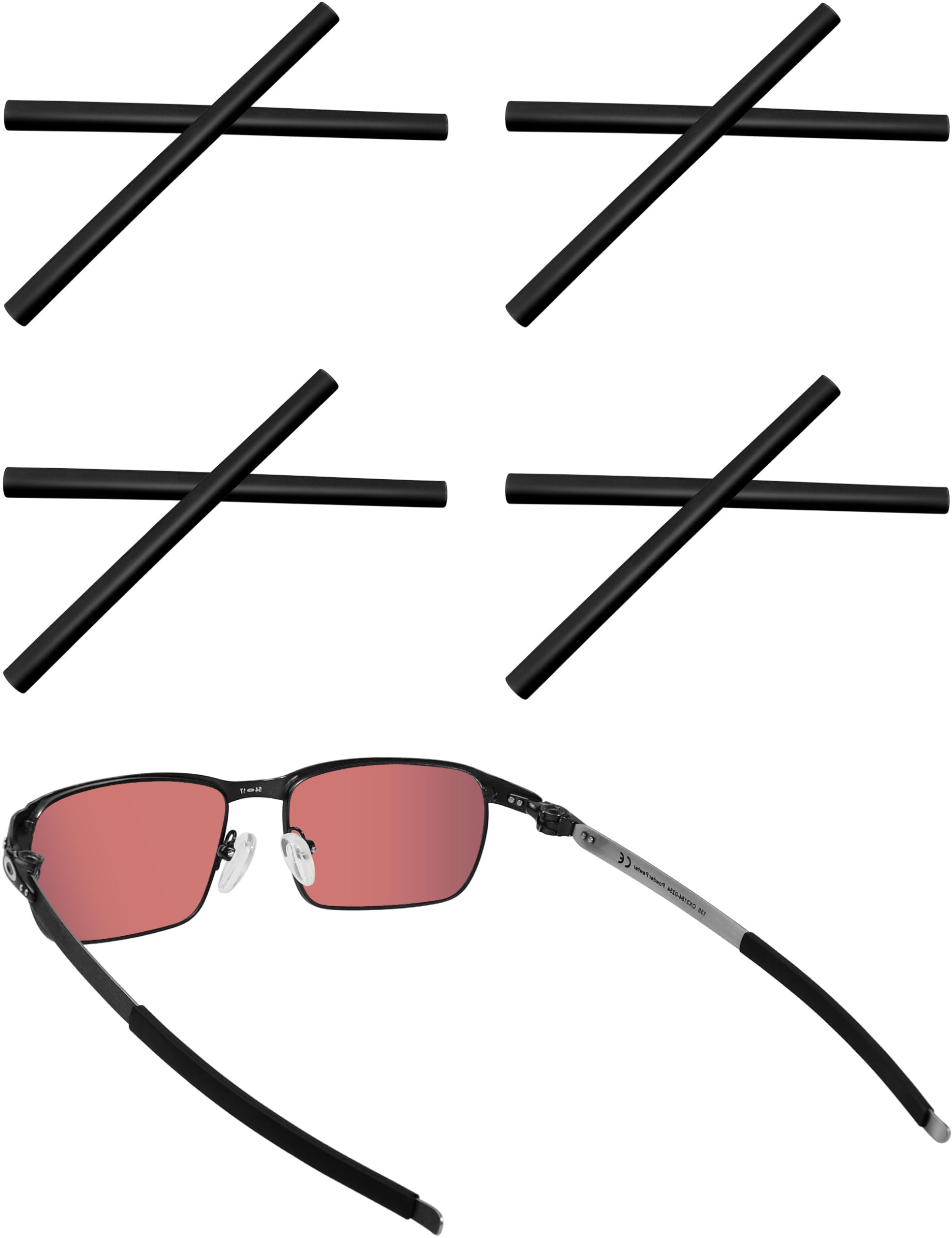 AcefrogAcefrog 4 Pairs Upgraded Soft Silicone Replacement Temple Sleeve Ear Socks for Oakley Tincup OX3184, Pitchman OX8050 OX8096, Tincup Carbon OX5096 Eyeglasses, Tincup Sunglasses Perfectly Fit, Black