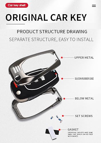 Miniatura 5 de ontto Elegante carcasa para llave de coche con llavero para Chevy Cruze Trax Spark Sonic Flip plegable llave remota carcasa de llave de metal apta