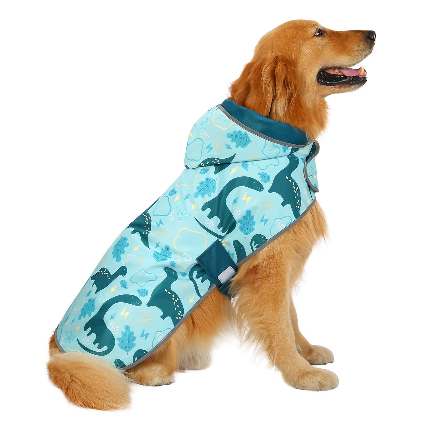 HDE - Impermeable Reversible con Capucha para Perros pequeños, medianos y Grandes, diseño de Dinosaurios, XXL