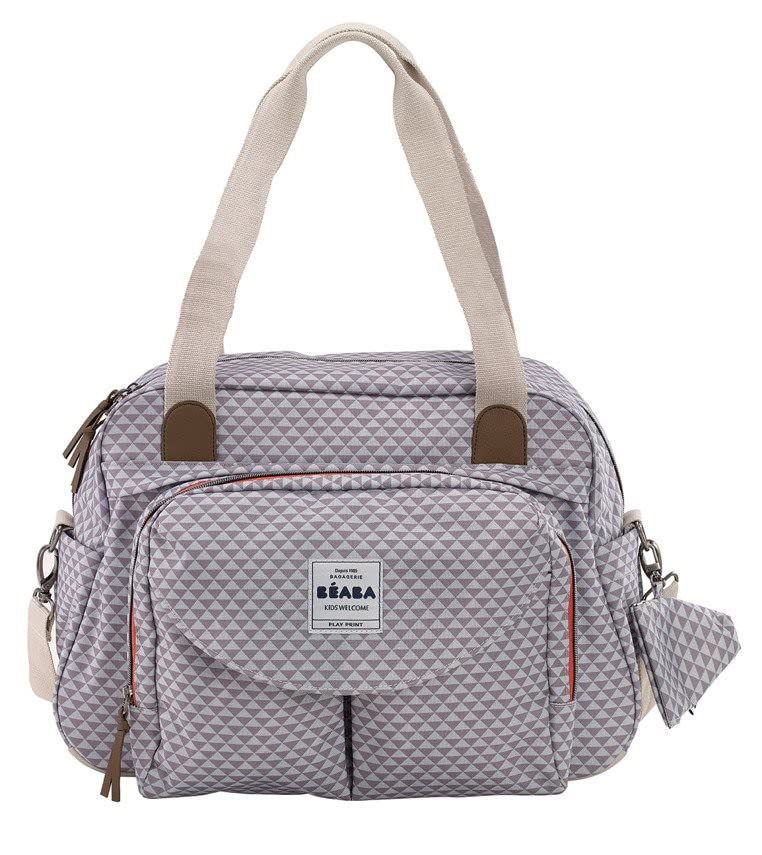 BÉABA, Sac à Langer Genève II, Modulable, Grande contenance, Rangements multiples, Pochette avant amovible, Matelas à langer, Pochette repas isotherme, Système attache poussettes, Gris corail