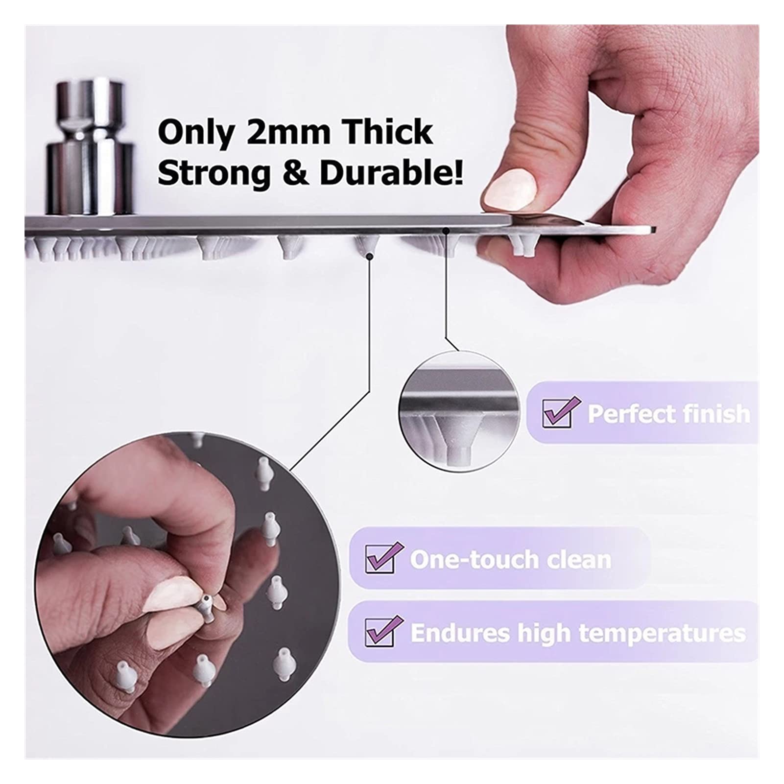 cabezal de ducha Jingxin-Cabezal de ducha de lluvia cuadrado for baño, rociador superior de pared de techo, acabado cromado pulido, opciones de múltiples tamaños, venta al por menor(10 inch)