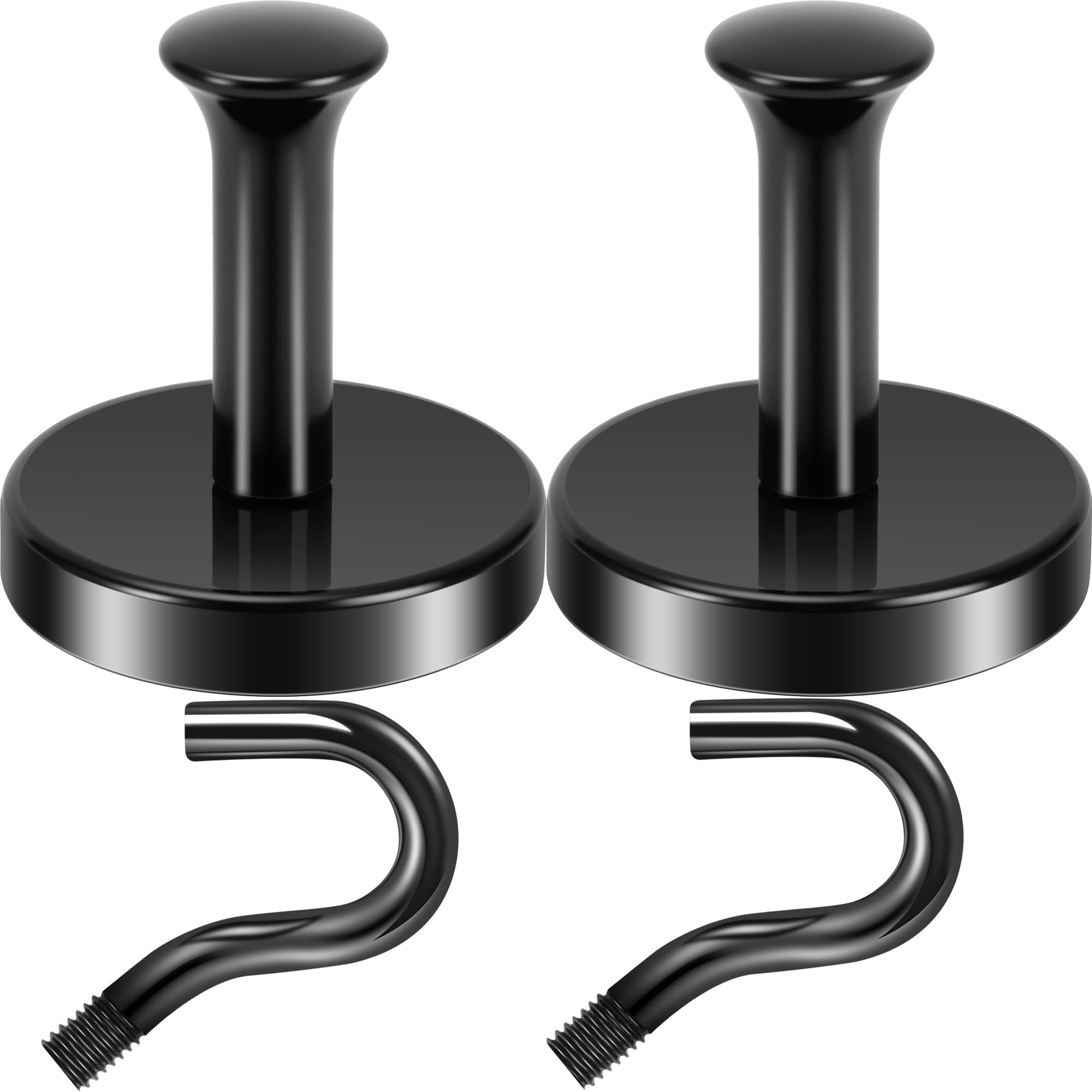 Neosmuk Magnetic Hook,130lb Strong Extra Heavy Duty Magnet Hooks,Magnetic Wreath Hanger/Holder for Metal Doors,Coat, Purse,Towel,Stocking,Cruise Cabin,Black,2 Pack