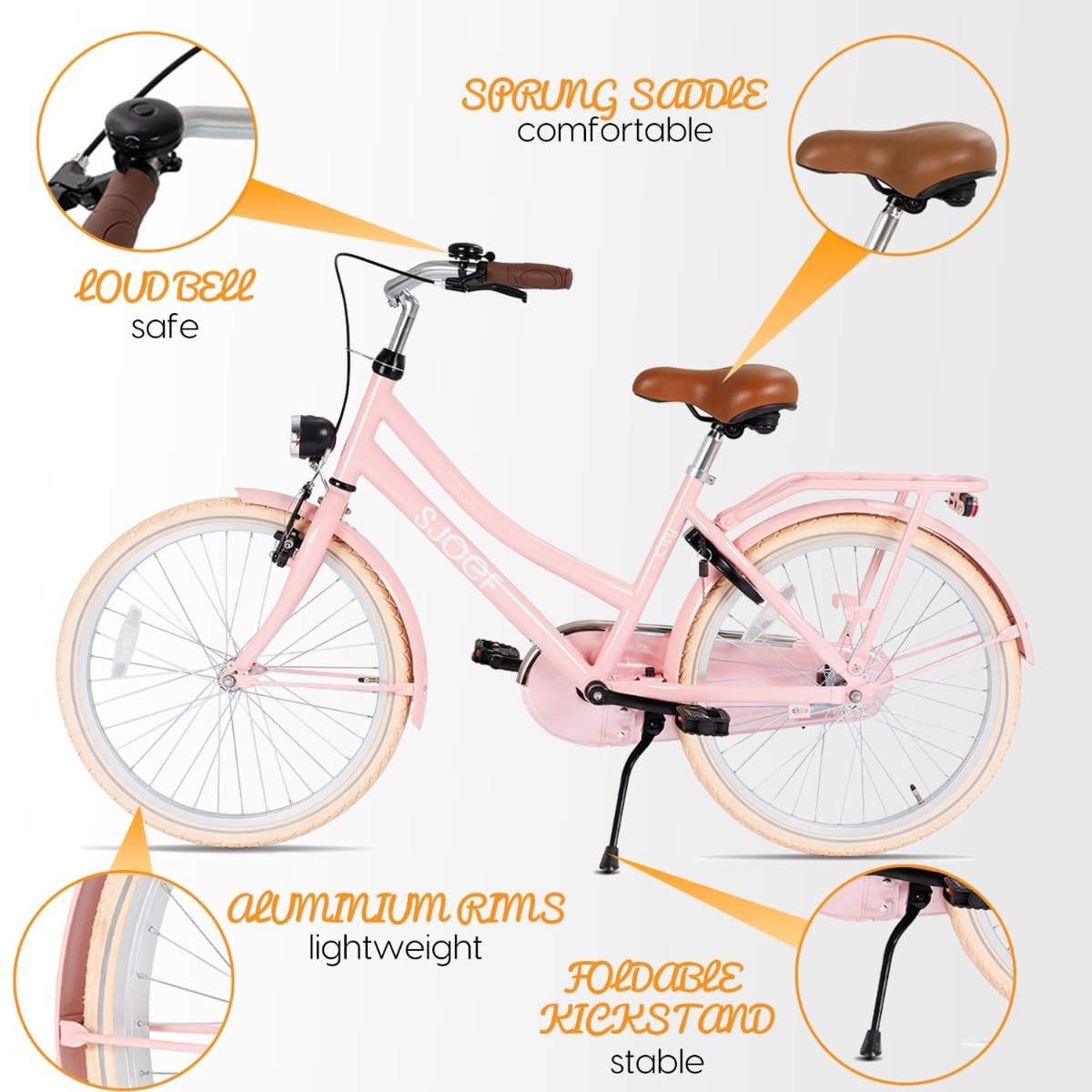 City Kinderfahrrad 24 Zoll | Ab 8-12 Jahren | Kinder Fahrrad für Mädchen/Jugend | EN4210 geprüft | V-Brake & Rücktrittbremse | Reflektoren & Schloss