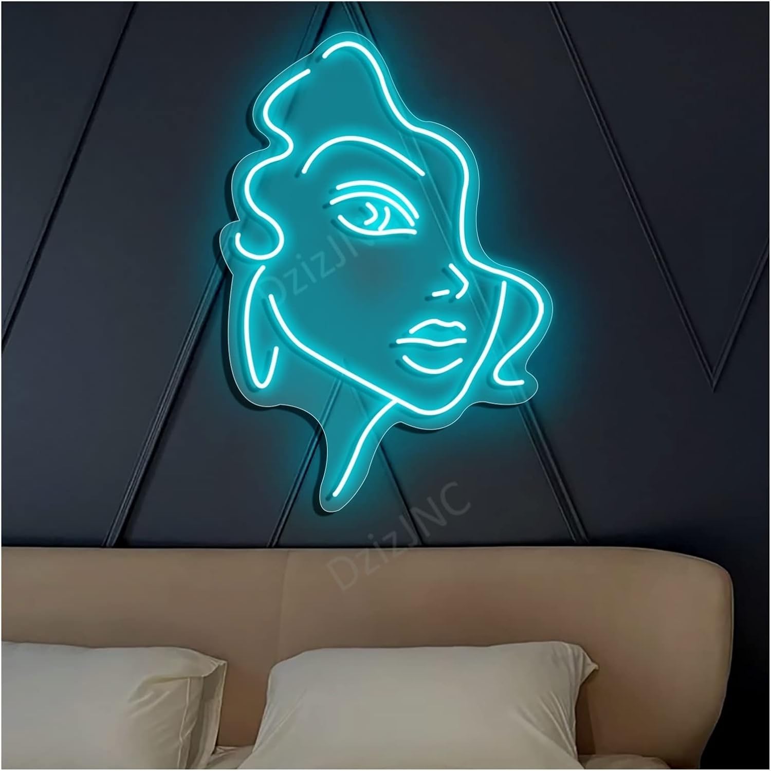 Neon LED Znak świetlny Neon Ludzka twarz, spersonalizowane przyciemniane światła neonowe Znaki do pokoju Sypialnia Dekoracje ścienne Prezenty, kolory można dostosować 34x50cm