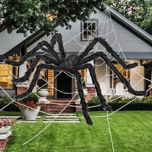 Kendane Halloween Decorations Outdoor and Indoor,200' Halloween Spider Web with 59' Giant...