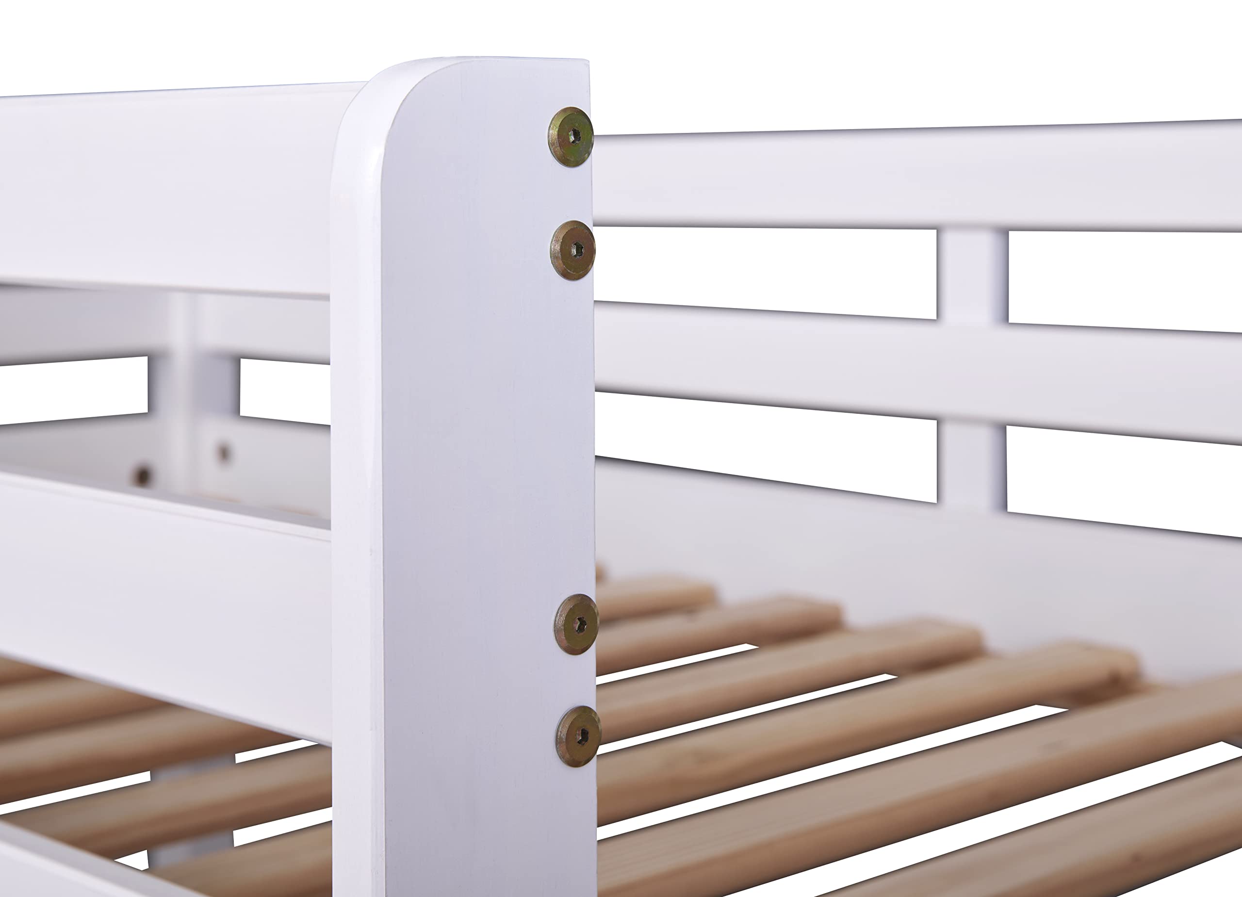 Inter Link – Etagenbett – Hochbett – Jugendbett - Rausfallschutz – Stockbett – Kinderbett – Mit 2 Lattenroste – Kiefer massivholz – Annika - Weiß lackiert – 90x200 cm