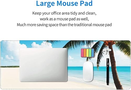 Miniatura 6 de Alfombrilla de mouse grande para juegos, alfombrilla de escritorio, palmera de playa y océano, alfombrilla antideslizante extendida para teclado de