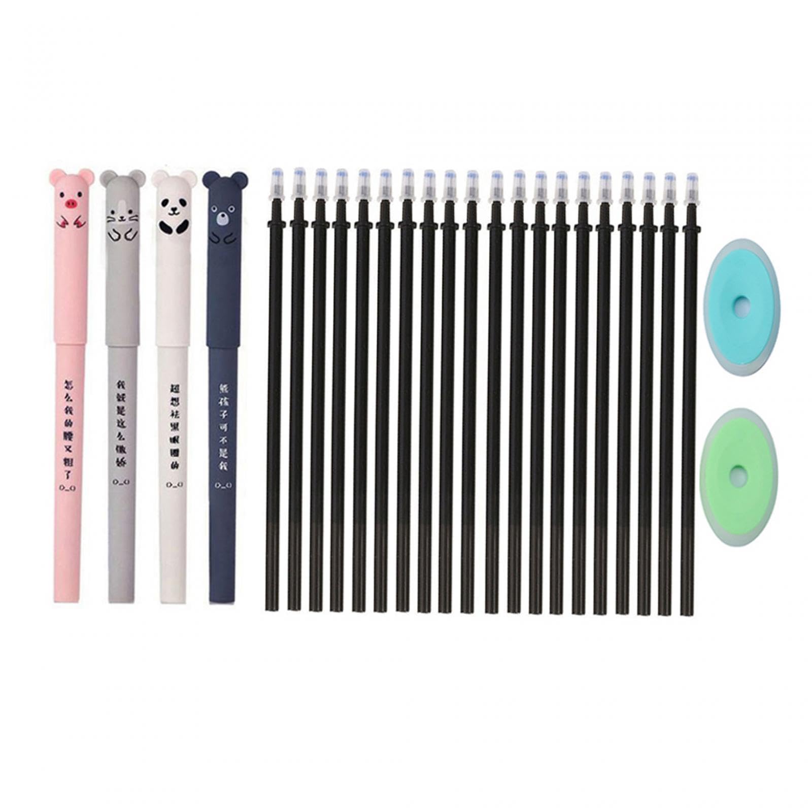 Lot de 10 recharges de stylo effaçables - Fournitures scolaires pour l'école et le bureau - Encre noire
