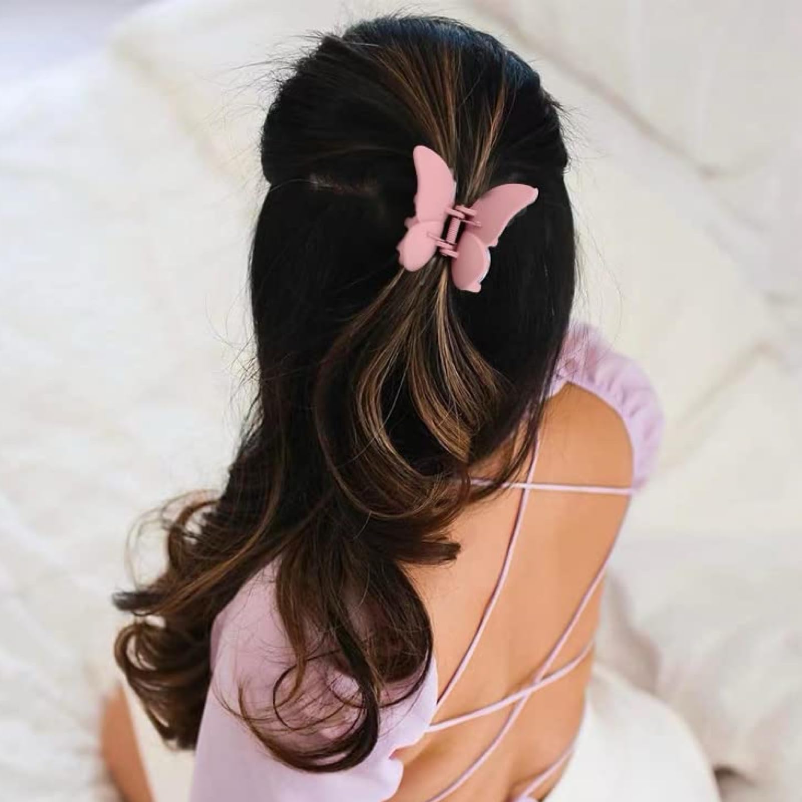 Ypkia 4 pcs Butterfly Hair Claw Clips Medium Matte Hair Clips for Women Girls Thick Thin Hair Accessories (Light Colour) - Image 4