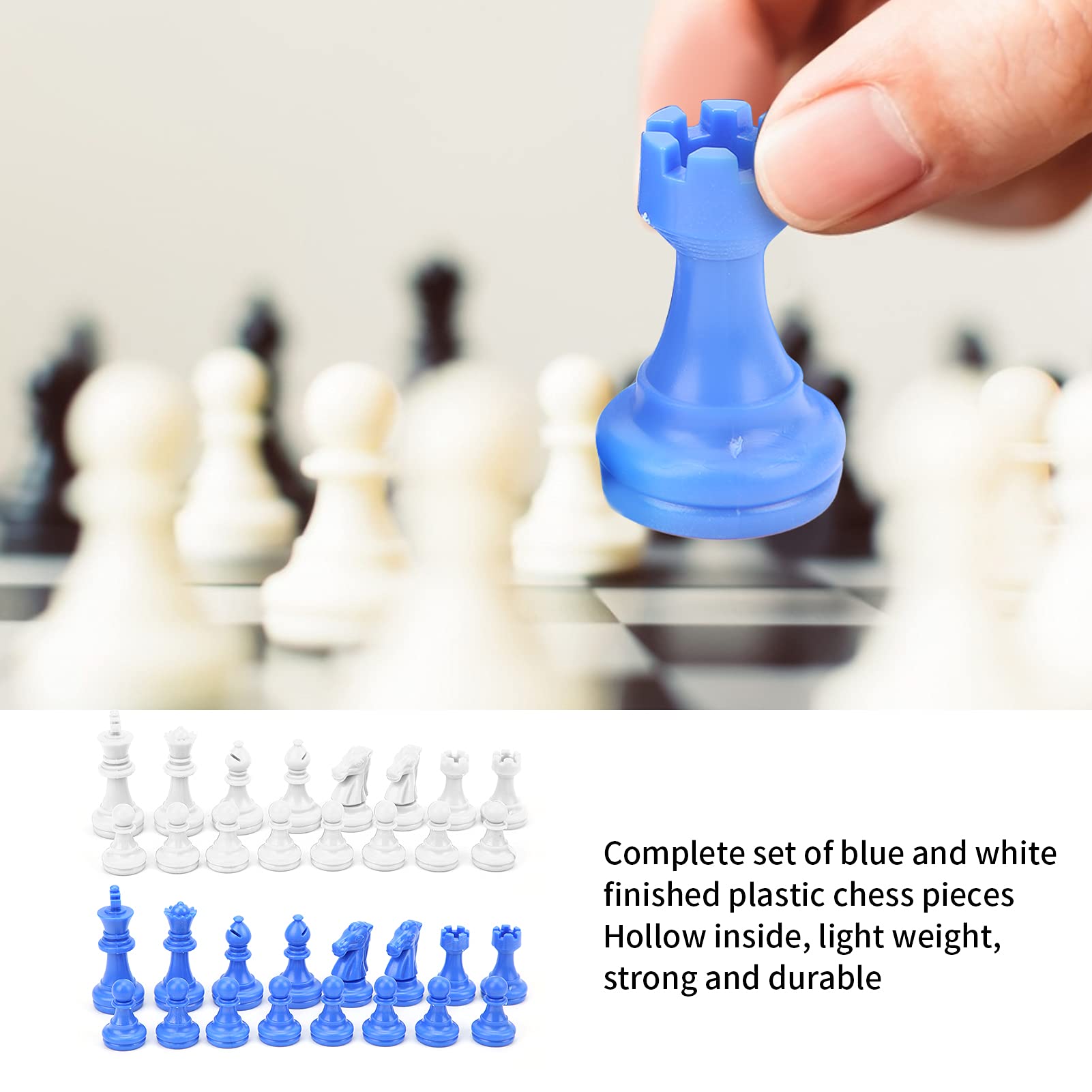 Juego De Piezas De Ajedrez De Plástico – 32 Piezas Con Almohadilla De Fieltro – Disponible En Tamaño M Y L – Ligero Y Portátil – Ideal Para Jugar En Interiores Y Exteriores