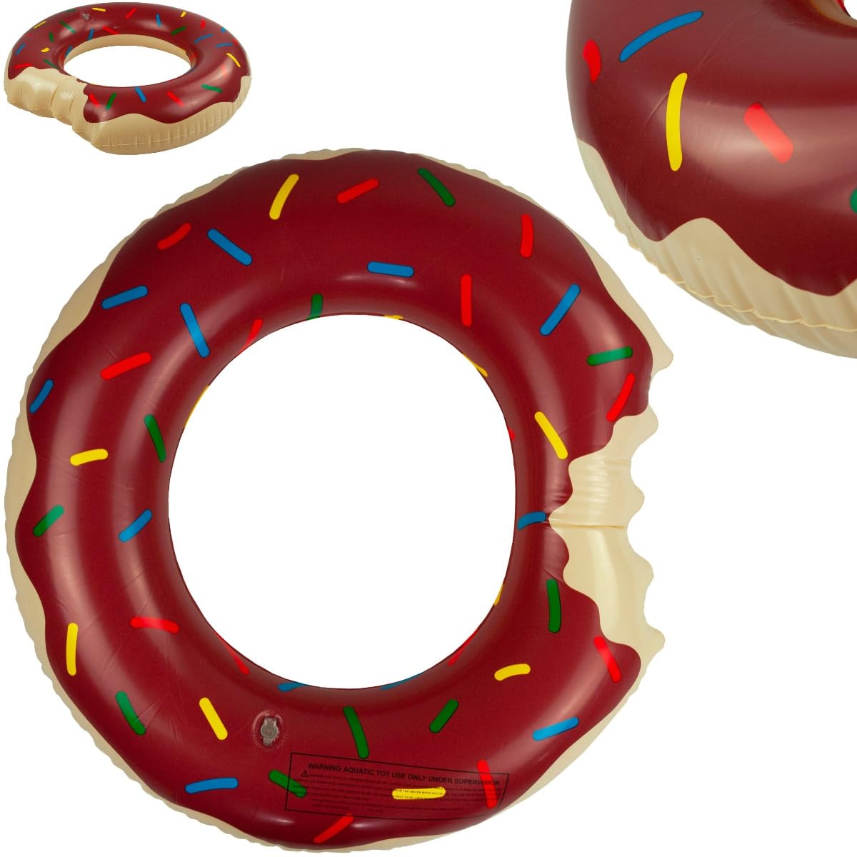 Martom Donut brązowe koło do pływania na plaży, dla dorosłych, duży nadmuchiwany pączek, koło do pływania, na lato, zabawka wodna dla dzieci i dorosłych