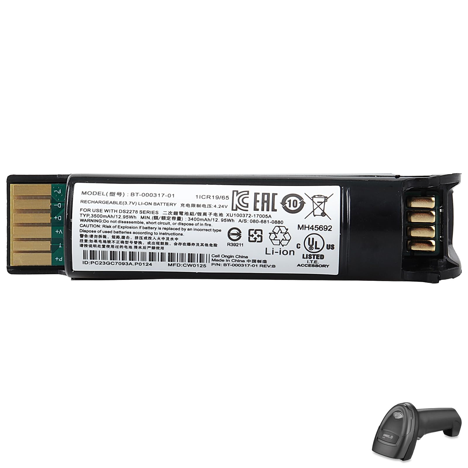 Bateria 3400mAh kompatybilna z Zebra DS22, DS2208, DS2278, DS2278SR, CR2278, CR2278-PC Series Scanner, BT-000317-01 skaner baterii 12,95 V