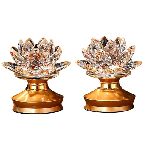 Fiyyuga 蓮の花のランタンセット、輸出向け、ガラスのつぼみの形、法事、お盆、法要、記念日、春分の日に適しており、仏壇の室内照明としても使用できます。 (2個,F)