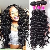 RECOOL Brazilian Hair Loose Curly 4 Bundles Deals 8a Cheap Brazilian Loose Deep Wave Bundles Wet And Wavy Human Hair Natural Color(22 24 26 28)