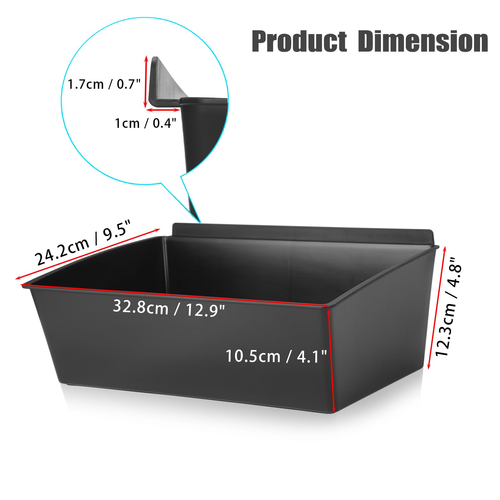Sumnacon Slatwall Bins - 4 contenitori portaoggetti grandi per garage, in plastica, per riporre accessori da garage, impilabili, organizer per attrezzi per officine, centri commerciali
